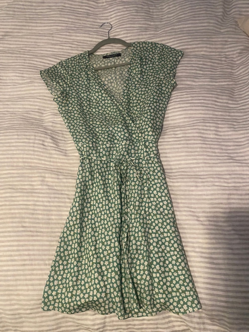 Reformation Green Floral Wrap Dress